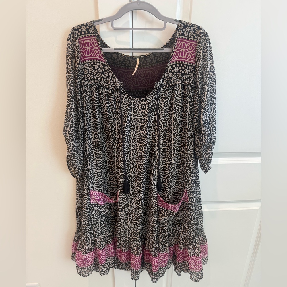 Free People Penny Lane Babydoll
Tunic Dress Boho Print Chiffon Pockets Size L - Picture 4 of 12